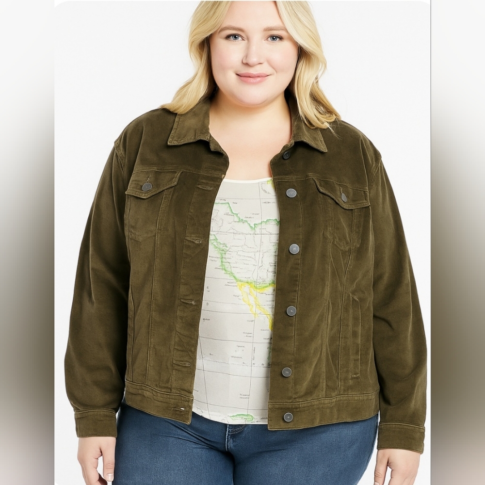 Vintage Y2K Size 2X Olive Green Utility Jacket Corduroy Relaxed-Fit NEW OS Cozy